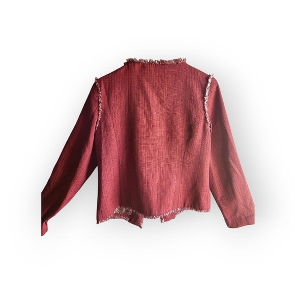 Glam Los Angeles Charlotte Fringe Cayenne Red‎ Blazer Jacket Medium Feminine - Picture 2 of 7